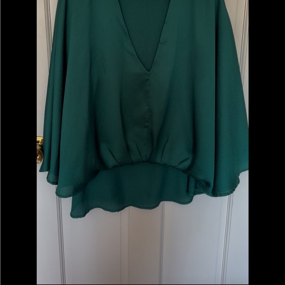 Tyche Deep Green V-Neck Blouse